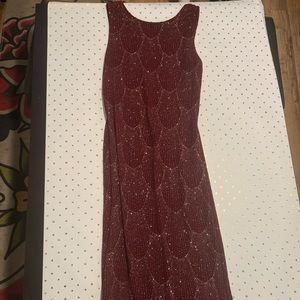 Windsor Burgundy gown with gold glitter detail